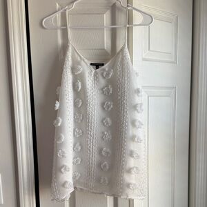 Elegant White Textured Double Lined Women's Top